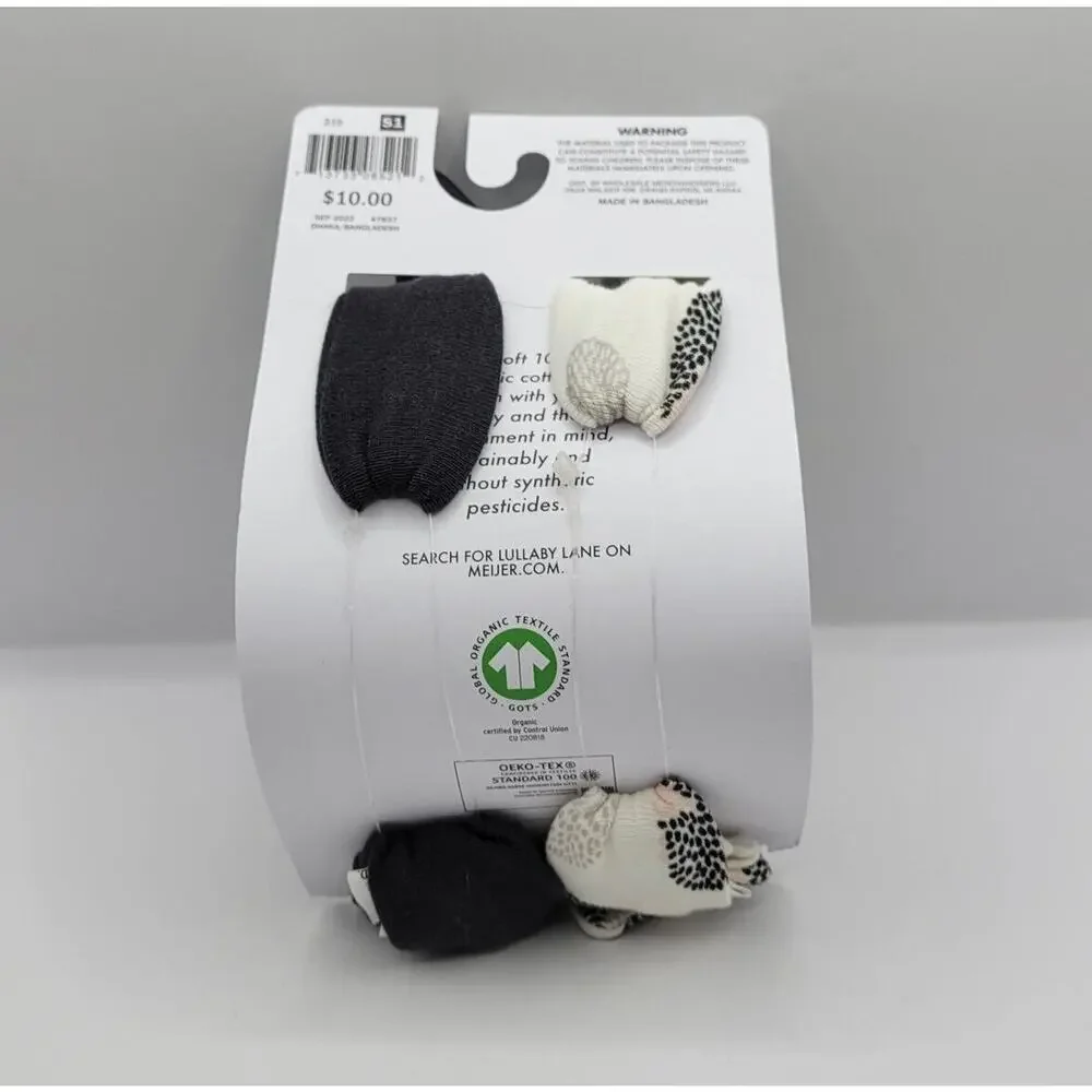 Lullaby Lane Set Of 2 Black & White Hedgehog Organic Cotton Baby Headbands New